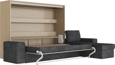 Produktbild von Schrankbett 160x200 Horizontal M2 (Tiefe 55cm) Ecksofa Anthrazit Kaiserberg Eiche