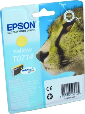 Produktbild von Epson Singlepack Yellow T0714 DURABrite Ultra Ink, Standardertrag, Gelb, Tinte auf Pigmentbasis, 5,5 ml, 1 Stück(e), Einzelpackung