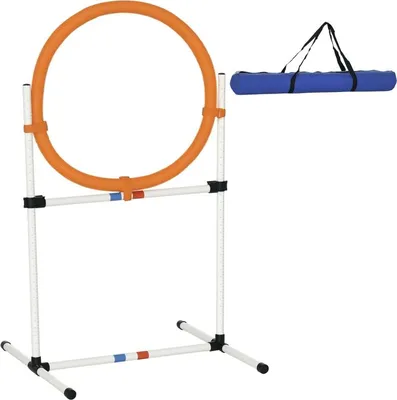 Obrázok produktu pre Súprava na výcvik psov Springring pre agility tréning domácich maznáčikov, prenosná, PE, biela + oranžová, 74,5 x 66 x 91 cm