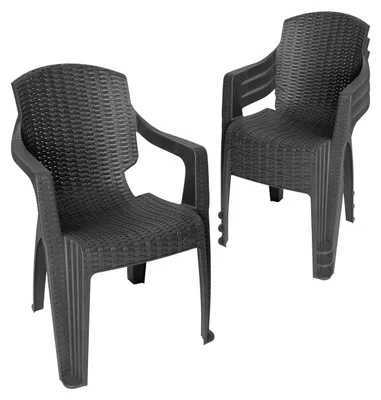Produktbild von Garronda 4 Stk. Gartenstühle stapelbar Rattan-Optik GD-0254 Anthrazit