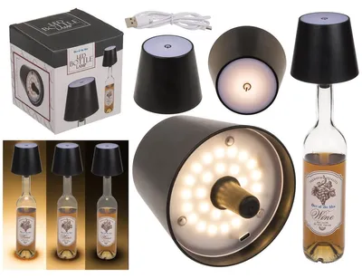 Obrázok produktu pre Stolná LED lampa na fľašu - čierna