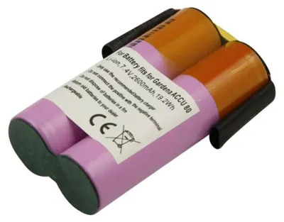 A close-up view of a battery pack with a label.