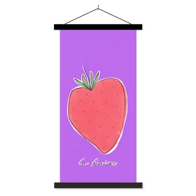 Produktbild von MuchoWow® Textilposter Erdbeere - Obst - Zitate 40x80 cm mit schwarzem Rahmen - Wandemalerei