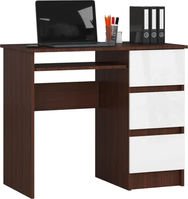 Immagine prodotto di Scrivania A-6 CLP Wenge Bianco Destra con 3 Cassetti
