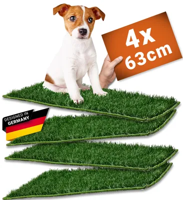 Produktbild von PFOTENWUNDER® 4x Ersatz-Kunstrasen für Hundeklo, Hundetoilette Gras, Easy-Wash, für Hundeklo Hundetoilette mit 63x51cm, kleine Hunde Balkon Indoor
