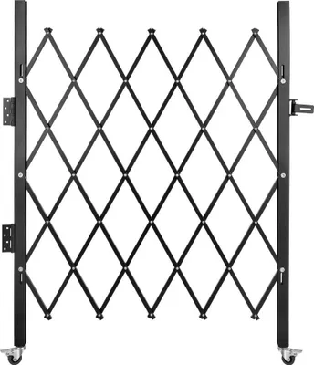 Obrázok produktu pre Jednoduchá bezpečnostná brána 108x132 cm - Skladacia brána z oceľového kanála - Sťahovacia a vysúvacia dopravná zábrana - 360° rolovacia zábrana - Čierny plot na príjazdovú cestu ku garáži