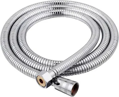 Immagine prodotto di Tubo flessibile per doccia Unyqoos® in acciaio inossidabile con finitura cromata, con raccordi in ottone, estensibile da 1,70 a 2,00 metri
