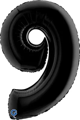 Produktbild von Riesenzahl Folienballon 40"/102cm | Schwarz Zahl: 9