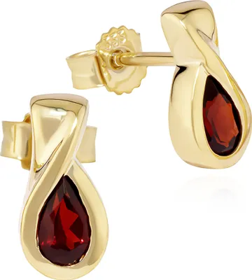 Produktbild von NKlaus Paar echt Granat Träne Ohrstecker 333 Gelb Gold 8 Karat 10x5mm Damen Ohrringe 11929