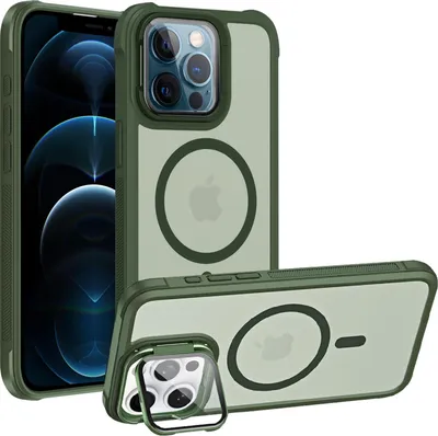 Image de Étui de protection pour iPhone 12 Pro Étui compatible avec MagSafe appareil photo pliable protection en verre béquille