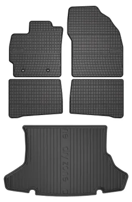 Productafbeelding van Rubberen automatten + kofferbakmat voor Toyota Prius III 2009-2015 (liftback) – 5-delig, zwart, op maat – Wielganizator SolidPRO