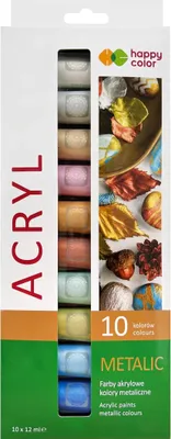 Obrázek produktu pro Akrylové metalické barvy 10 barev x 12 ml Happy Color