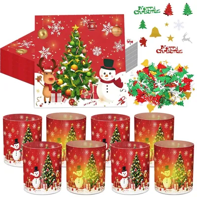 Weihnachtstischdeko-Set, 31-teilig, Servietten, Windlichter, Konfetti