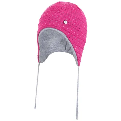 Produktbild von Baby Mädchen Wintermütze Strickmütze Bindemütze mit Baumwolle gefüttert, Rosa, Gr. 48
