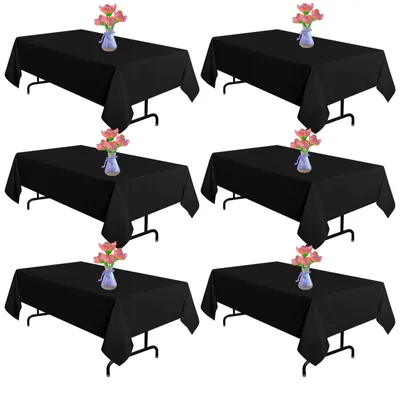 Obrázek produktu pro Sada 6 obdélníkových ubrusů černé barvy, rozměr 153 x 214 cm, vyrobených z polyesteru