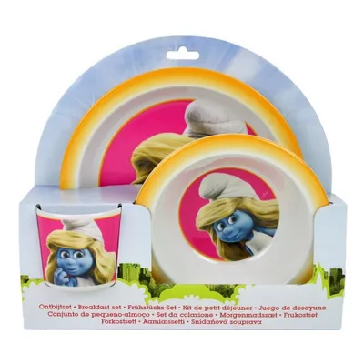Produktbild von Die Schlümpfe Frühstück-Set Pink/Gelb