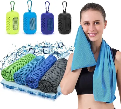 Produktbild von 4er-Pack Mikrofaser-Kühlhandtücher – Schnell trocknendes Sporttuch