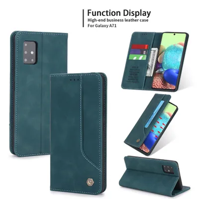 Obrázek produktu pro RetroPolyuretankožené pouzdro pro Samsung Galaxy A71 peněženkový design pouzdro s držákem na karty a stojánkem modré