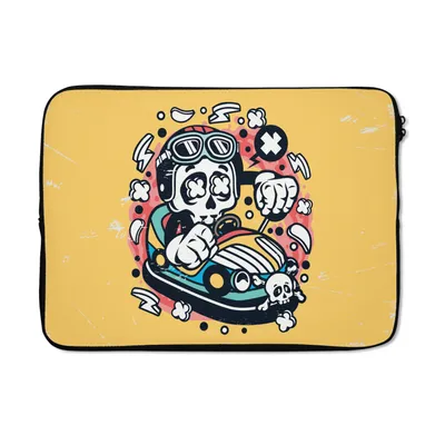 Produktbild von MuchoWow® Laptop Hülle 13 Zoll Oldtimer - Skelett - Auto Laptoptasche - Laptophülle - Sleeve - Rundumschutz