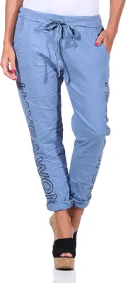 Produktbild von 349 Mississhop Damen Hose Freizeithose Stoffhose Boyfriend Sweatpants 36 38 40 42 Jeansblau