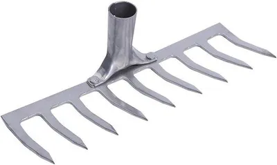 Immagine prodotto di Rastrello da giardino in acciaio a 7 denti - ideale per la pulizia e il drenaggio del terreno delle piante di muschio.