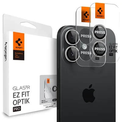 Produktbild von Spigen Optik Pro EZ Fit, Apple, iPhone 17, Tropfsicher, Kratzresistent, Silber, 2 Stück(e)