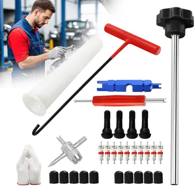 Image de Outils de réparation automobile Outils de réparation de pneus Kit de réparation de pneus Outils de réparation pour moto Système de changement rapide de valve avec outil à embout crochet