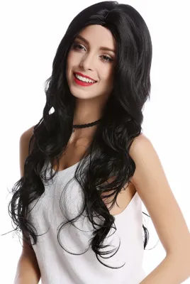Produktbild von WIG ME UP Perücke schwarz wellig lang Mittelscheitel GF-W2081-1