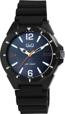 Produktbild von Q&Q Herrenuhr mit Silikonarmband, 10 Bar, schwarz