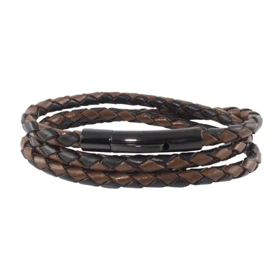 Immagine prodotto di Catena in pelle, cinturino in pelle, 6 mm, collana da uomo, nera/marrone, lunghezza 17-100 cm, con chiusura a pressione, intrecciata, lunghezza: 80 centimetri