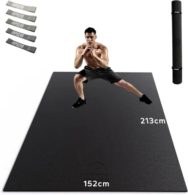 Obrázok produktu pre XXL športová podložka – fitness podložka, gymnastická podložka – na cvičenie doma – obojstranná, protišmyková – 213x152 cm – čierna