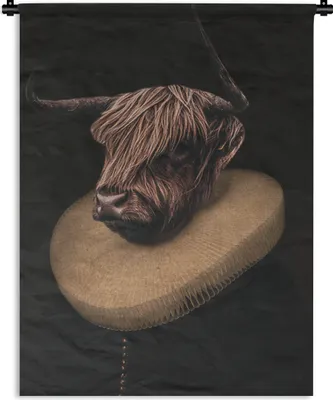 Produktbild von MuchoWow® Wandteppich Wandbehang Schottischer Highlander - Gemälde - Alte Meister 150x200 cm Tapisserie Dekoration Wandtuch - Wandaufhängung - Moderner