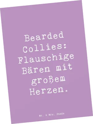 Produktbild von Mr. & Mrs. Panda Postkarte Spruch Bearded Collie Bärenherz - Lavendeltraum - Geschenk, Hunderassen Eigenschaften, Ansichtskarte, Beschreibung, Postkarten, Ansichtskarten