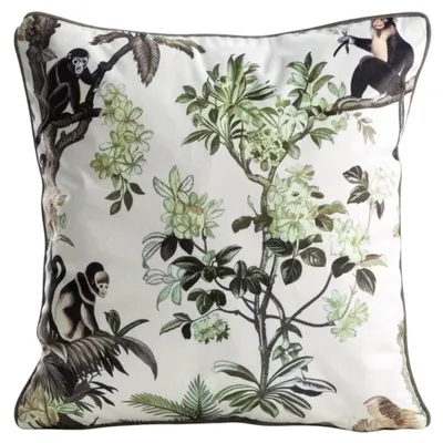 Imagen del producto de EUROFIRANY | Funda de cojín decorativo - Funda de cojín - Funda de almohada - 45x45 cm - blanco y verde - Cubierta de cojín - Motivo de animales