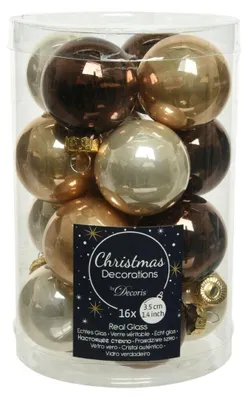 Produktbild von Weihnachtsbaumkugeln Glas Ø 3,5 cm 16 Stück hell braun mix