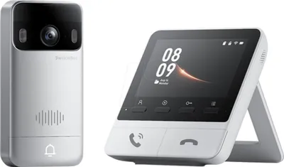 Produktbild von Videotürklingel inklusive Gegensprechanlage mit Monitor - silber-weiß