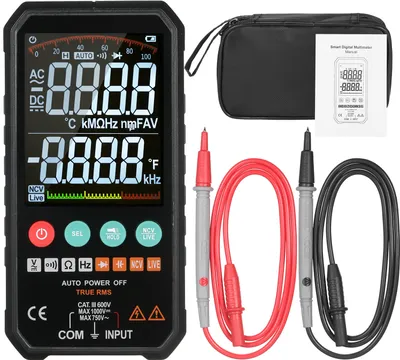 Image de Mastfuyi Super Slim Palm Size 3.3-inch LCD Digital Multimeter 6000 Counts True RMS Universal Meter High Accuracy Smart Measure AC/DC Voltage Resistance Capacitance Frequency Continuity Diode NCV Test