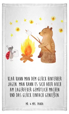 Produktbild von Mr. & Mrs. Panda Handtuch Bär & Marienkäfer Lagerfeuer - Weiß - Geschenk, Teddy, Frotteetuch, Klein, baumwolle, Gästetuch, Gäste-WC