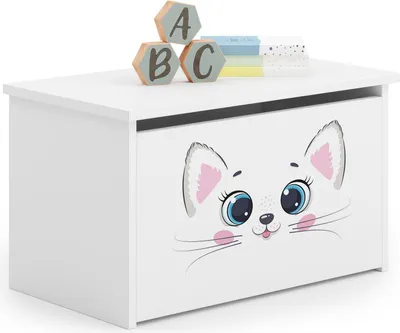 Image de Coffre à jouets DARIA en bois, Stockage de jouets, Meubles pour chambre d'enfant