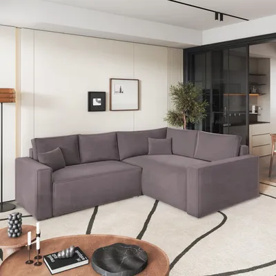 Produktbild von Masseno Ecksofa ERONIS R-S mit Schlaffunktion L-Form, Sofa mit Bettkasten, Wohnzimmersofa, Couch, Soffa, Bettsofa, Couchgarnitur- Lila, MONOLITH 62