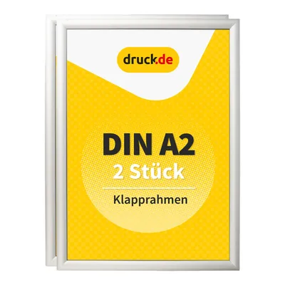 Image de Cadre pliable DIN A2 - 2 pièces - pour affiches, panneaux d'information, publicité - cadre en aluminium avec profil de 2,5 cm - convient au montage mural