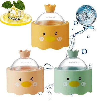 Produktbild von Silikon-Eiswürfel-Form, 3-teilig, groß, rund, wiederverwendbar
