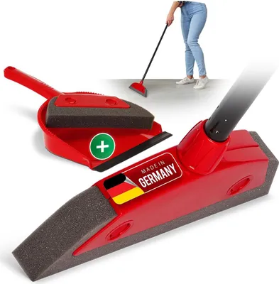 Produktbild von Novaliv Schaumstoffbesen mit Stiel zum Stecken & Kehrgarnitur Friseurbesen Set Gummi Noppenbesen Hundehaarentferner broom Besen für Drinnen Teppichbesen Bodenabzieher Haushaltsbesen Wunderbesen