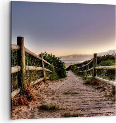 Produktbild von Bild auf Leinwand - Leinwandbild - Pfad Landschaft Himmel - 50x50cm - Wand Bild - Wanddeko - Leinwanddruck - Bilder - Kunstdruck - Wanddekoration - Leinwand bilder - Wandkunst - AC50x50-0143