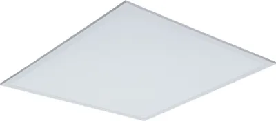 A square LED panel light is shown from a slightly elevated angle against a white background.