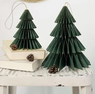 Image de Décoration alvéolée sapins de Noel - Set de 2