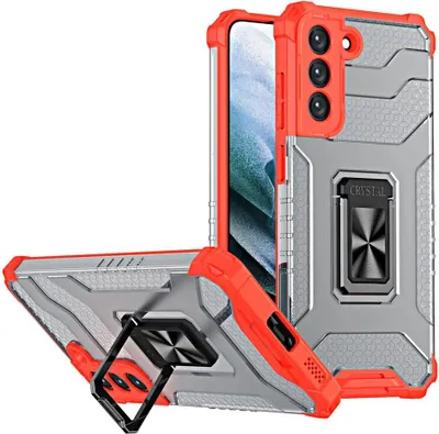 Immagine prodotto di Anello di cristallo Custodia ibrida blindata + supporto magnetico Samsung Galaxy S21+ 5G (S21 Plus 5G) Rosso
