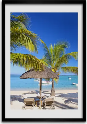Produktbild von Bild - Bilderrahmen - Foto - 70 cm x 100 cm - MDF - Rahmen - Wandkunst - Tropischer Strand