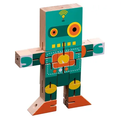 Produktbild von Philos Holz Roboter Würfel Puzzle Denkspiel für Kinder