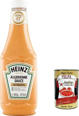 Produktbild von Italian Gourmet Würzige Algerienne Sauce – Cremige Burger- & Sandwichsoße mit Paprika & Gewürzen, ideal für Burger, Pommes, Street Food & BBQ – 1 x 885 g + Italian Gourmet polpa